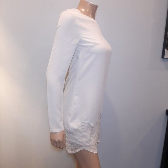 Marciano Long Sleeve Mini Dress Lace Hem Lace Up Keyhole Back Cocktail Size XS - Picture 10 of 16